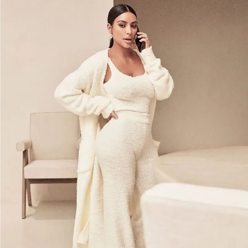 SKIMS Cream Cozy Knit Lounge Set - Tank and Wide-Leg Pants